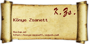 Könye Zsanett névjegykártya